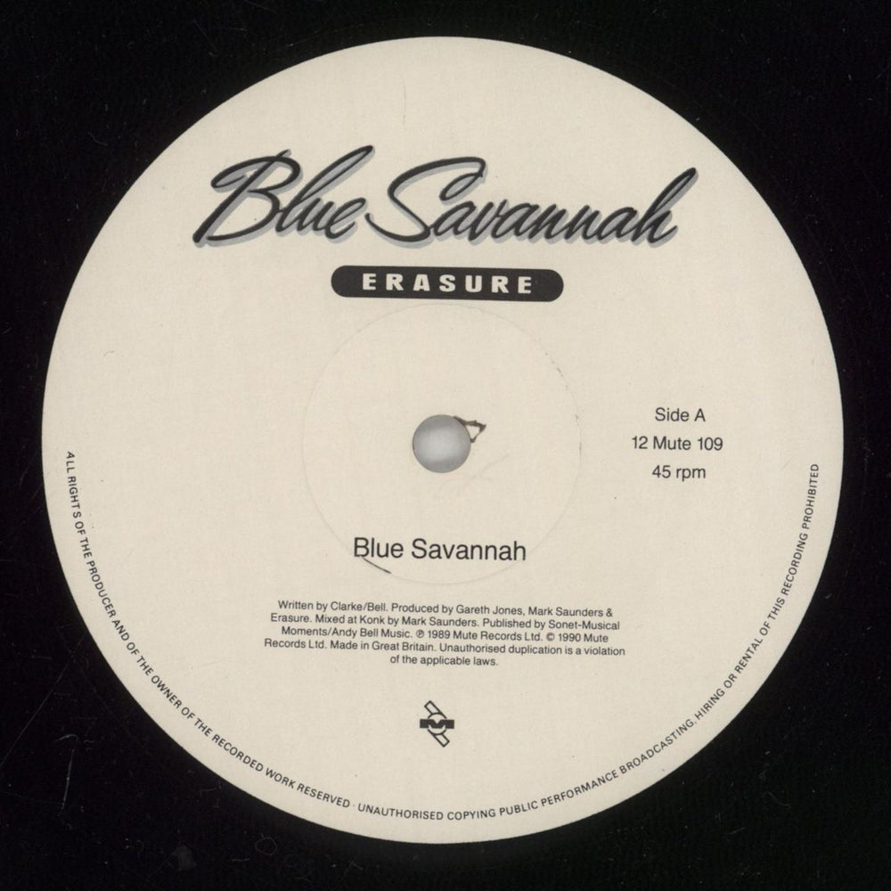 Erasure Blue Savannah UK 12" vinyl single (12 inch record / Maxi-single) ERA12BL102399