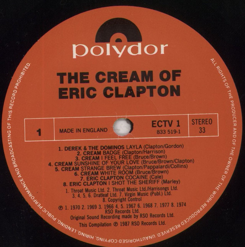 Eric Clapton The Cream Of Eric Clapton - EX UK vinyl LP album (LP record) CLPLPTH741822