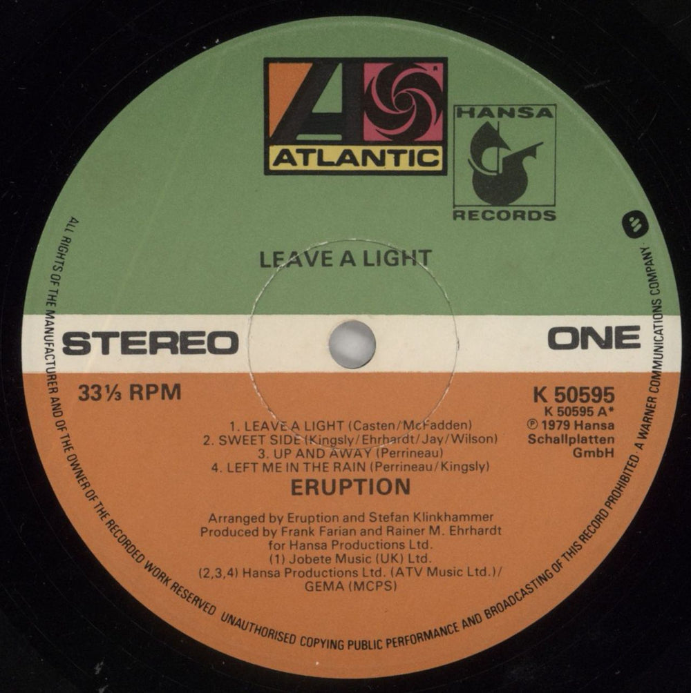 Eruption (Funk) Leave A Light UK vinyl LP album (LP record) ET-LPLE430192