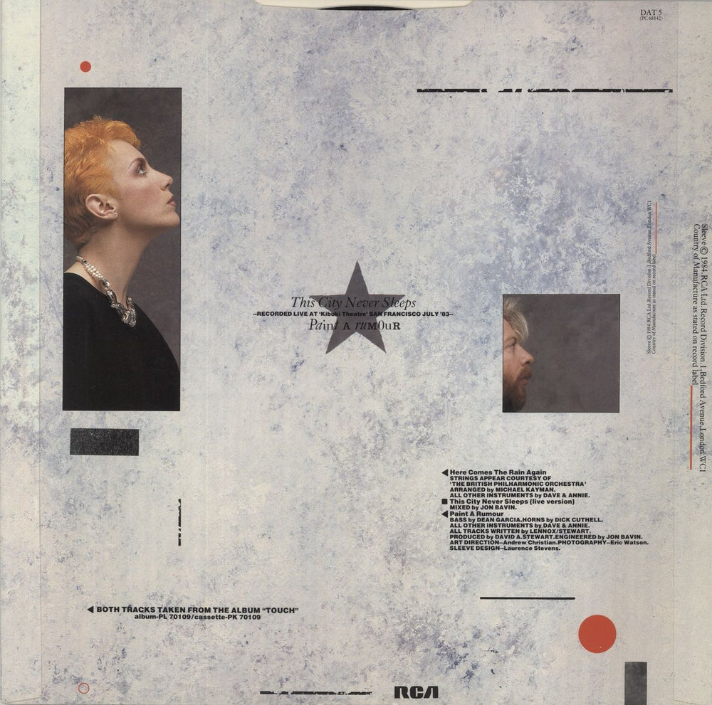 Eurythmics Here Comes The Rain Again UK 12" vinyl single (12 inch record / Maxi-single)