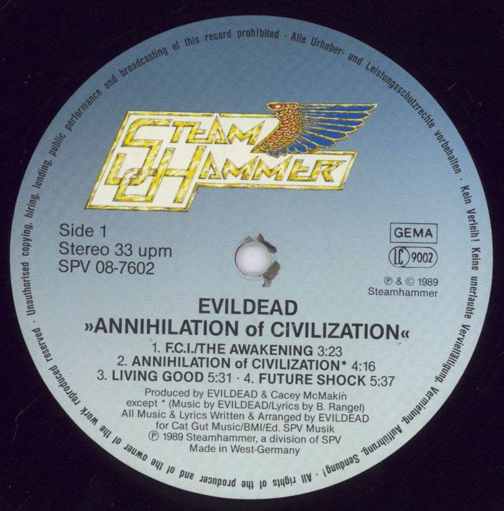 Evildead Annihilation Of Civilization German vinyl LP album (LP record) EWJLPAN544993