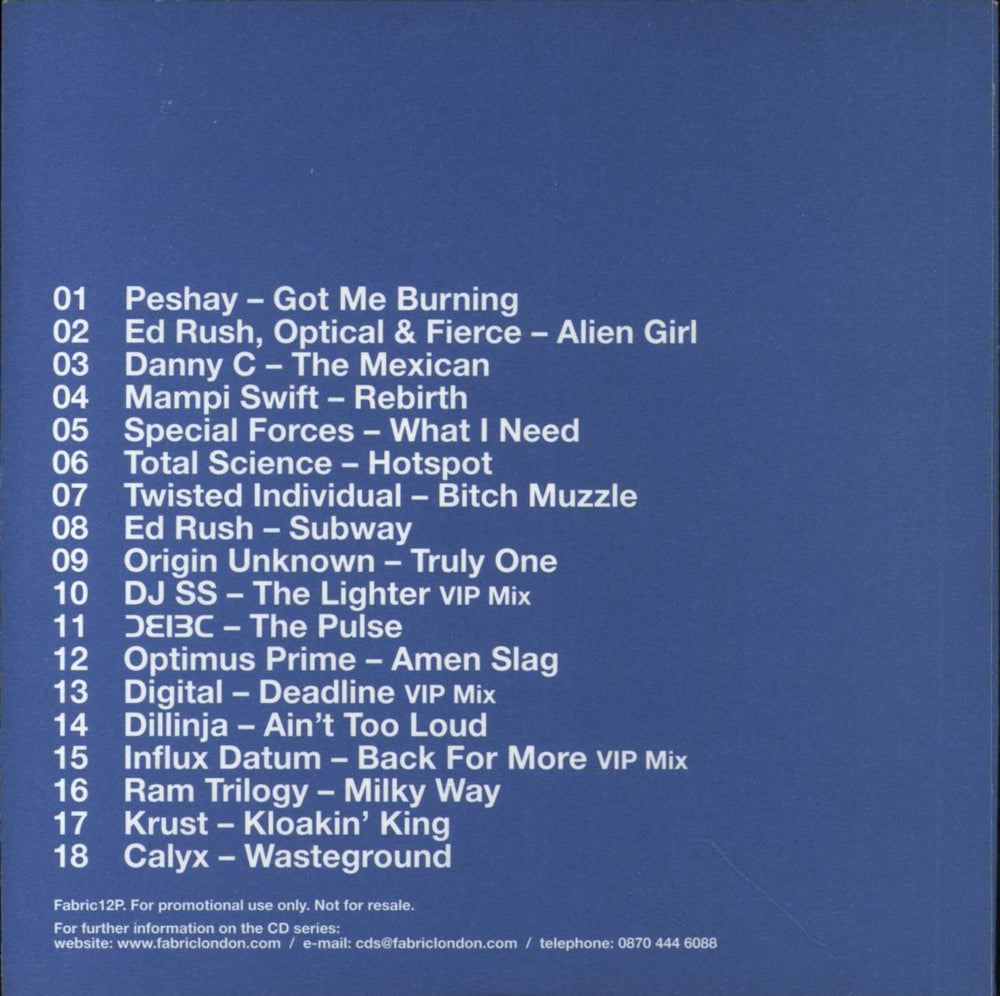 Fabric Grooverider UK Promo CD album (CDLP)