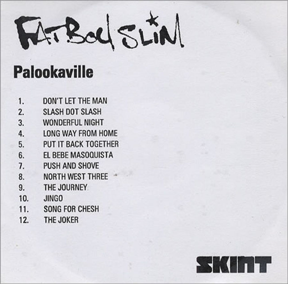 Fatboy Slim Palookaville UK Promo CD-R acetate CD-R ACETATE