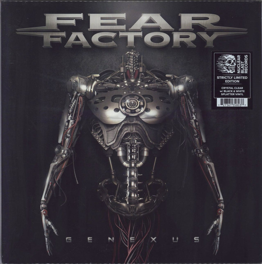 Fear Factory Gennexus - Crystal Clear & Black Splatter UK 2-LP vinyl record set (Double LP Album) NBR35803