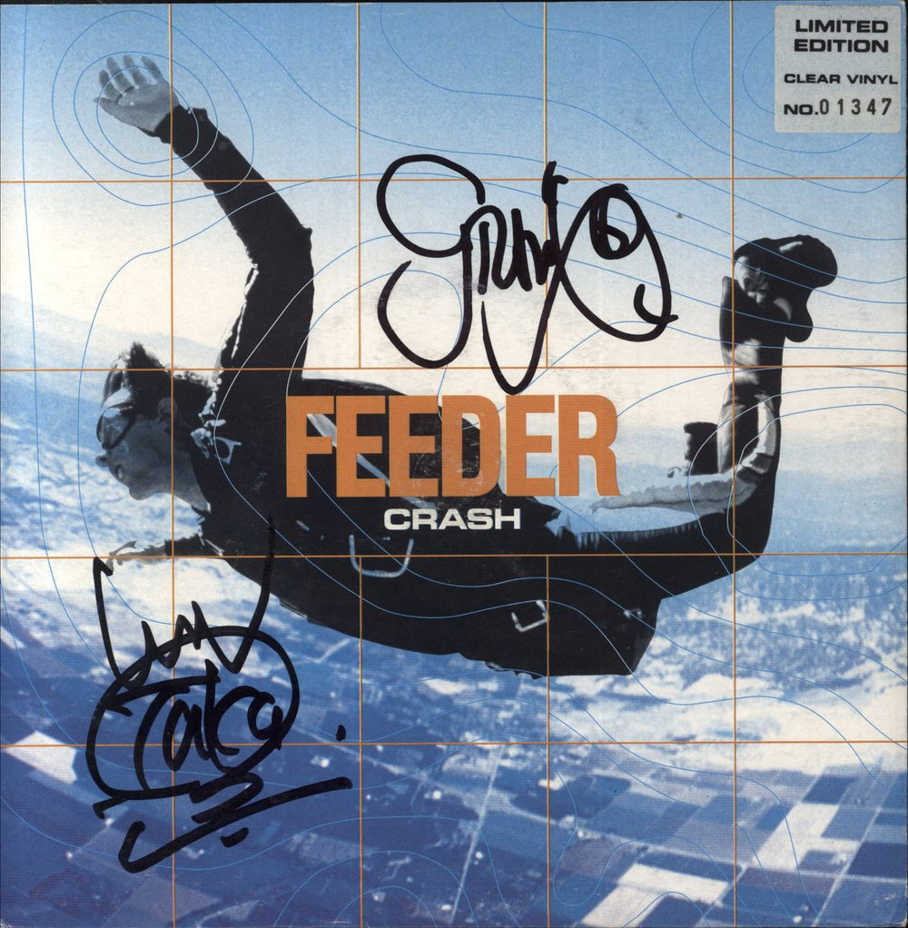 Feeder Crash - Clear Vinyl - Autographed UK 7" vinyl single (7 inch record / 45) ECS42