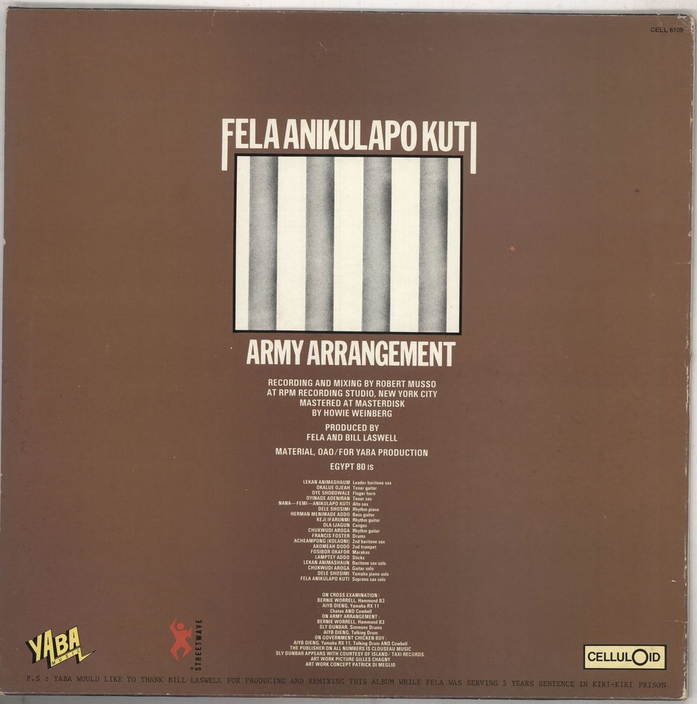 Fela Kuti Army Arrangement UK vinyl LP album (LP record)