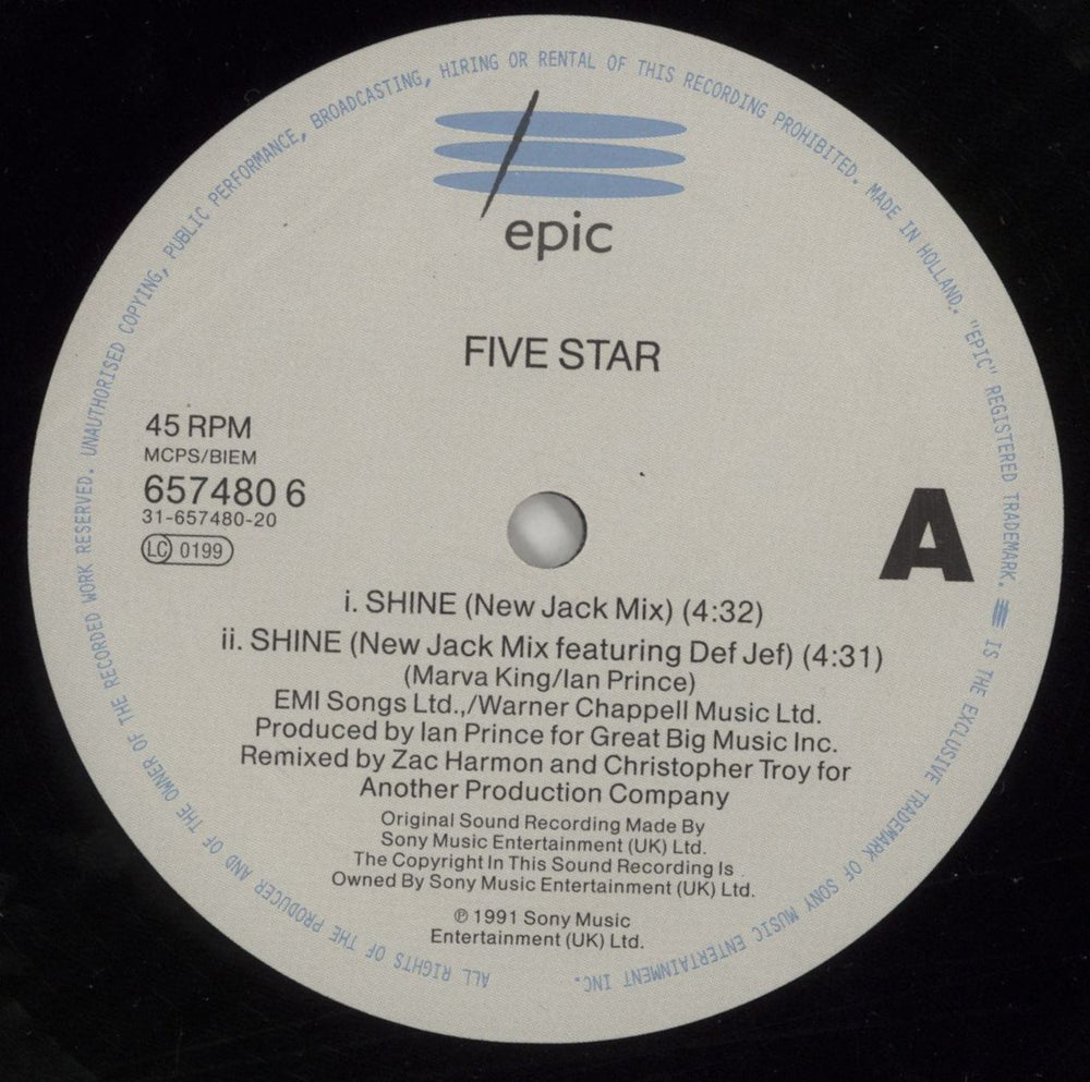 Five Star Shine UK 12" vinyl single (12 inch record / Maxi-single) FIV12SH187555