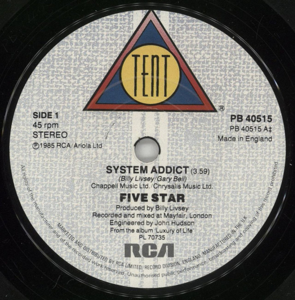 Five Star System Addict UK 7" vinyl single (7 inch record / 45) FIV07SY237499