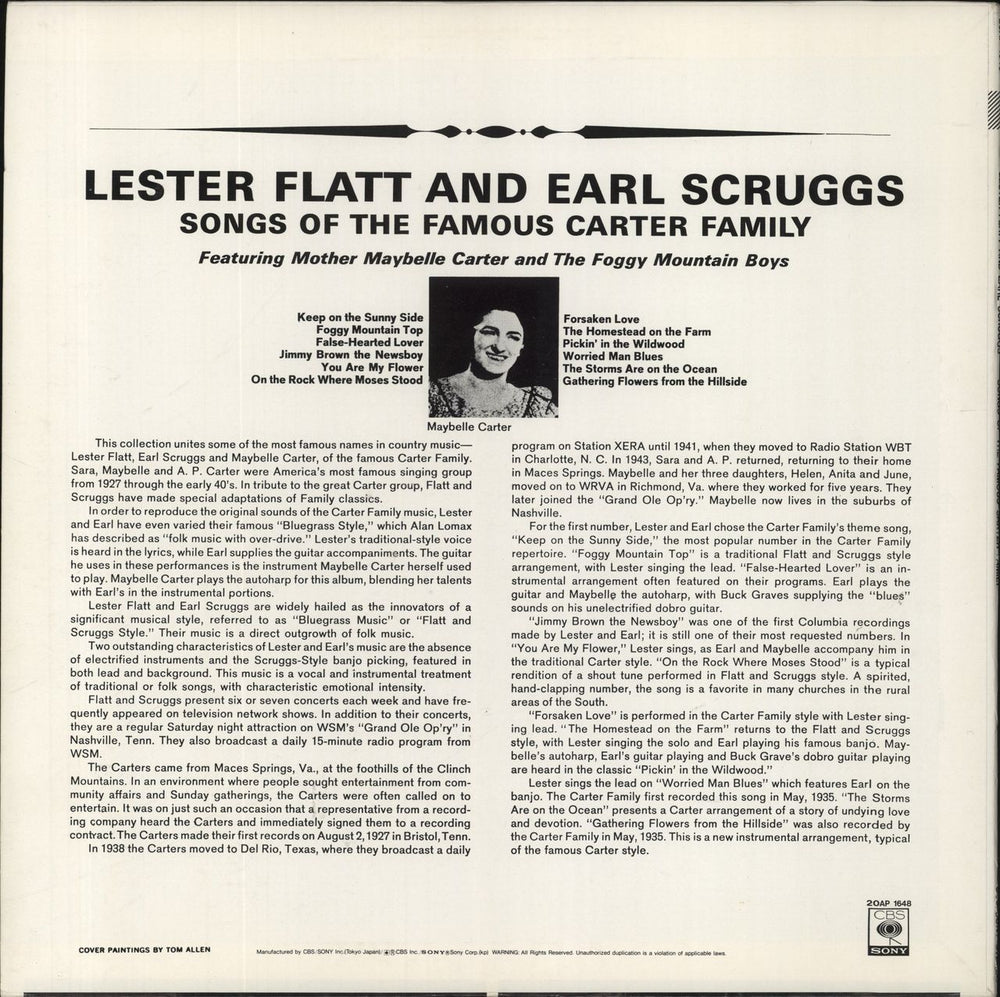 Flatt & Scruggs Songs Of The Famous Carter Family Japanese vinyl LP album (LP record)