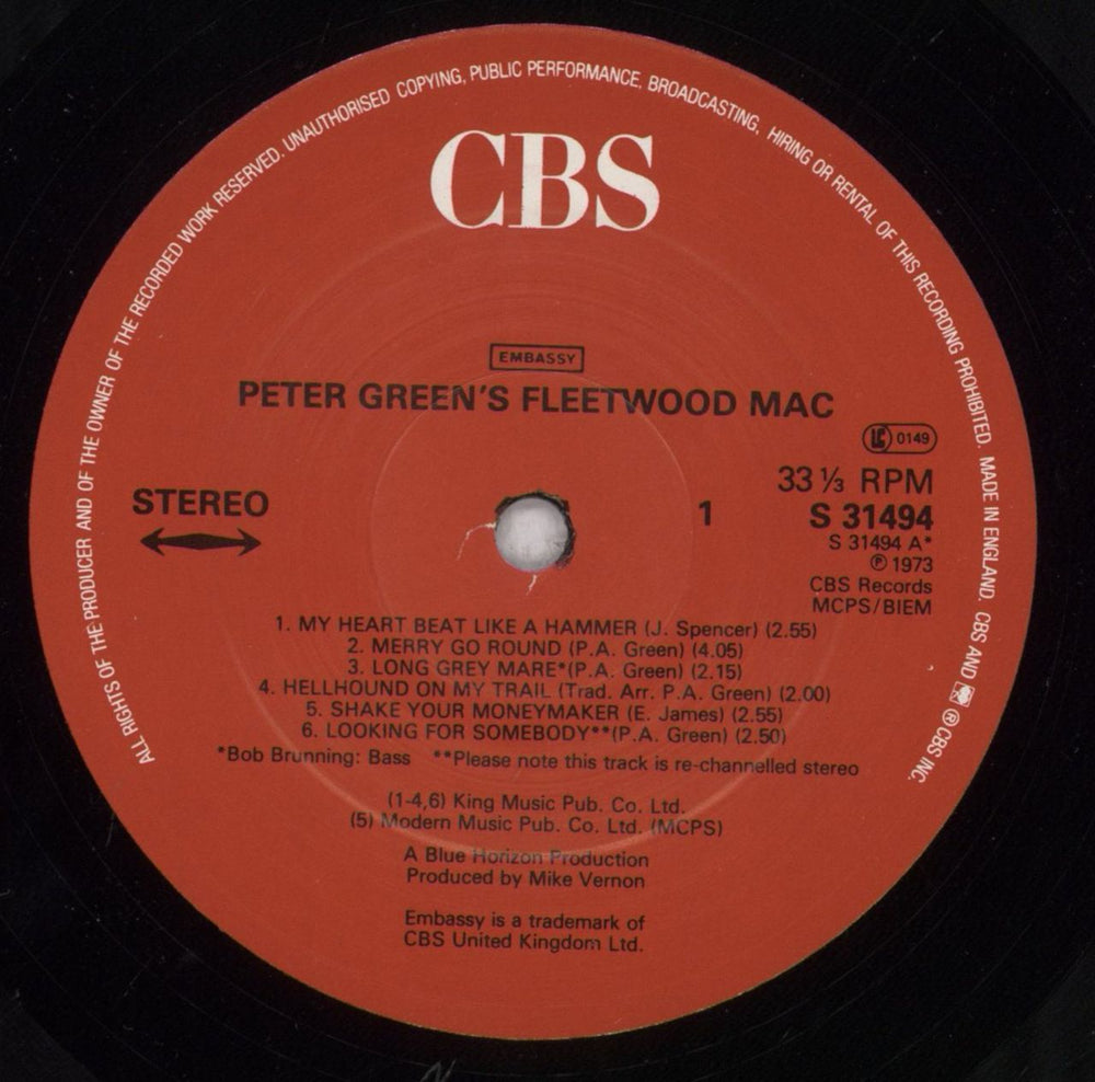 Fleetwood Mac Peter Green's Fleetwood Mac - Red CBS UK vinyl LP album (LP record) MACLPPE841429