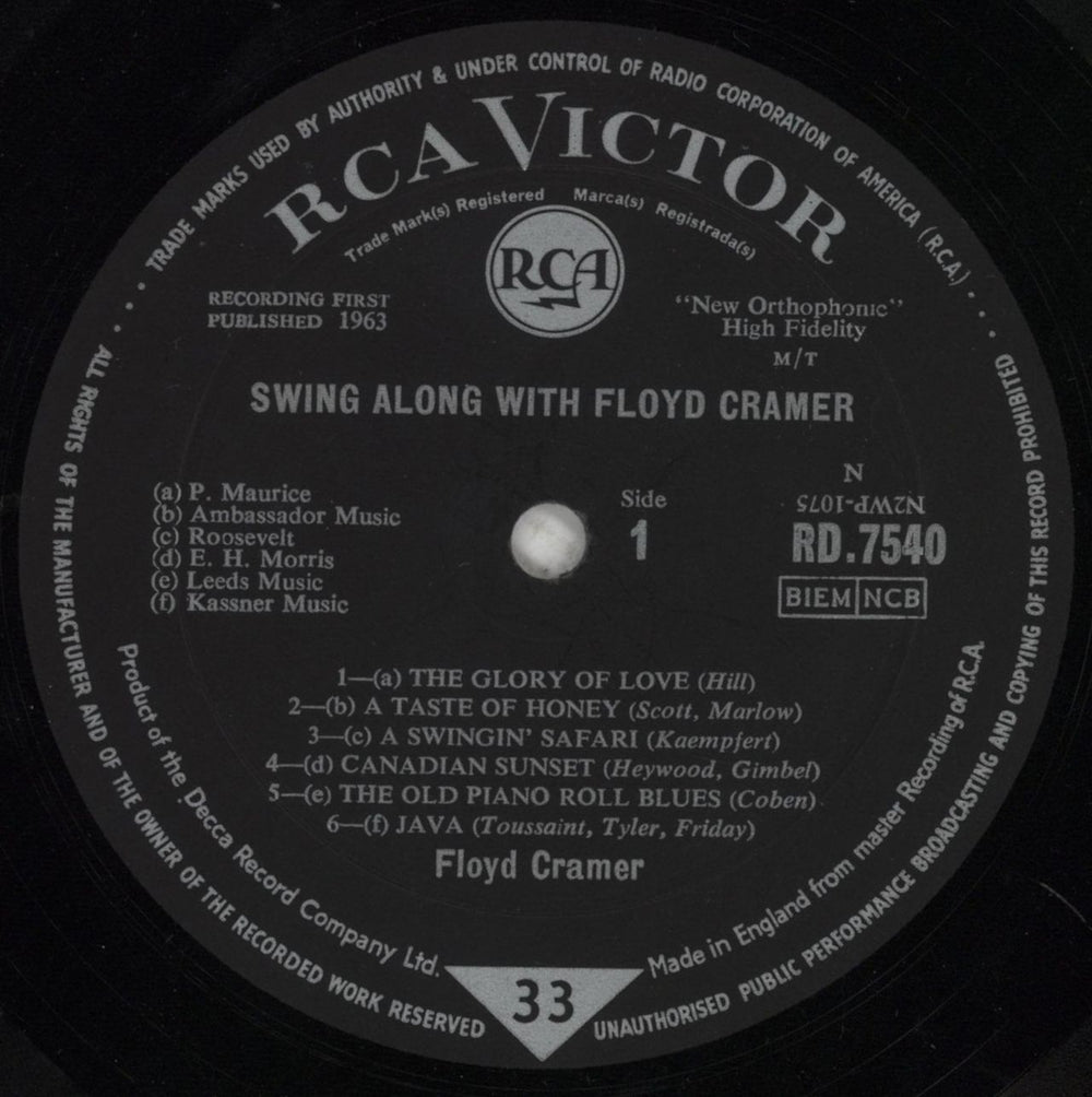 Floyd Cramer Swing Along With Floyd Cramer UK vinyl LP album (LP record) FMRLPSW851724