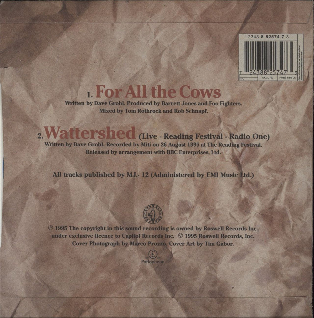 Foo Fighters For All The Cows - Blue Vinyl UK 7" vinyl single (7 inch record / 45) 724388257473