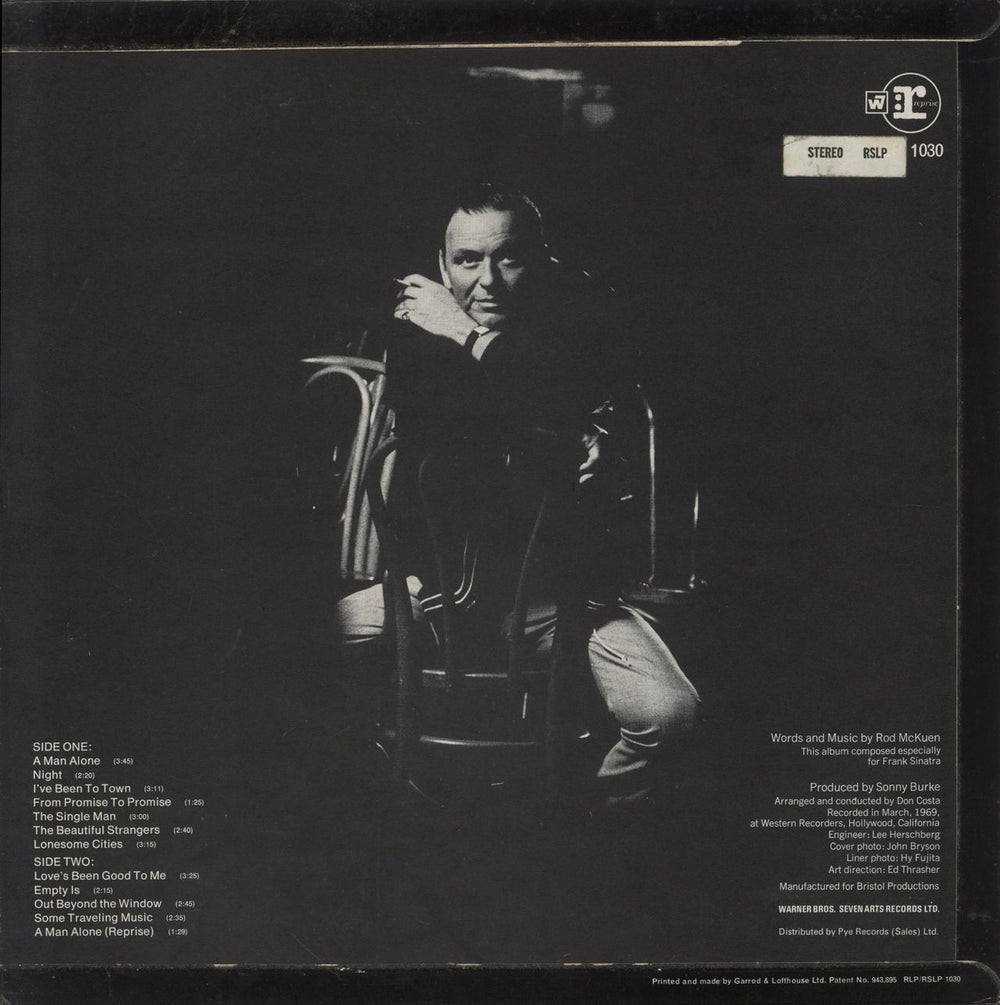 Frank Sinatra A Man Alone - EX UK vinyl LP album (LP record)
