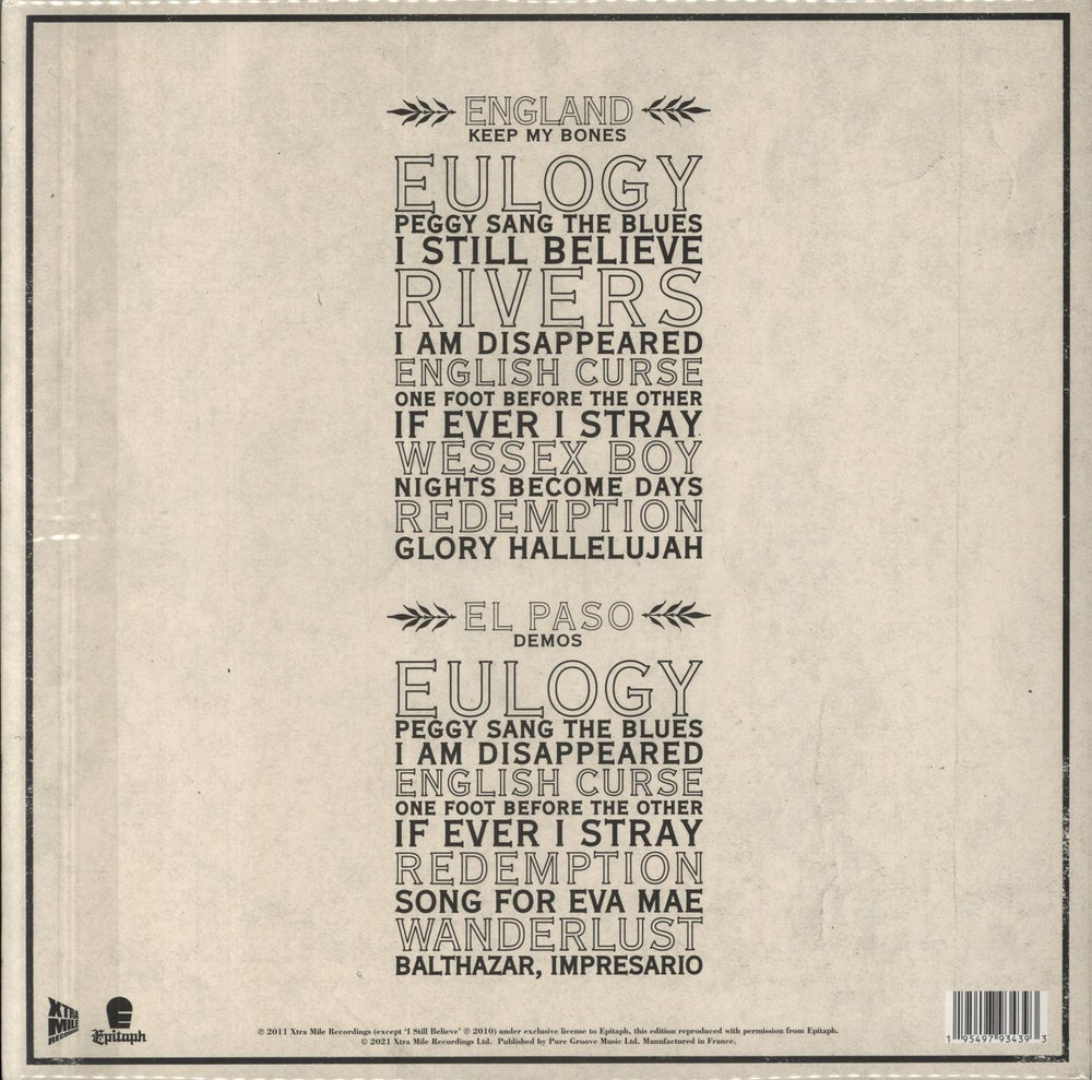 Frank Turner England Keep My Bones - Tenth Anniversary Edition UK 2-LP vinyl record set (Double LP Album)