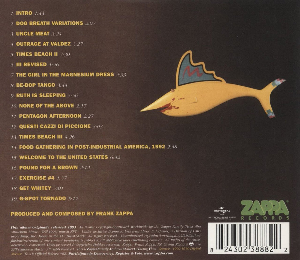 Frank Zappa The Yellow Shark [Ensemble Modern] UK CD album (CDLP) 824302388822