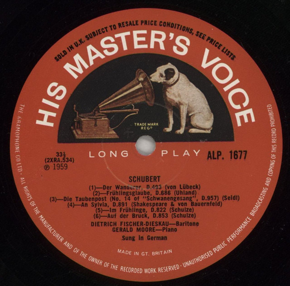 Franz Schubert Lieder Recital (No. 2) UK vinyl LP album (LP record) FT2LPLI878517