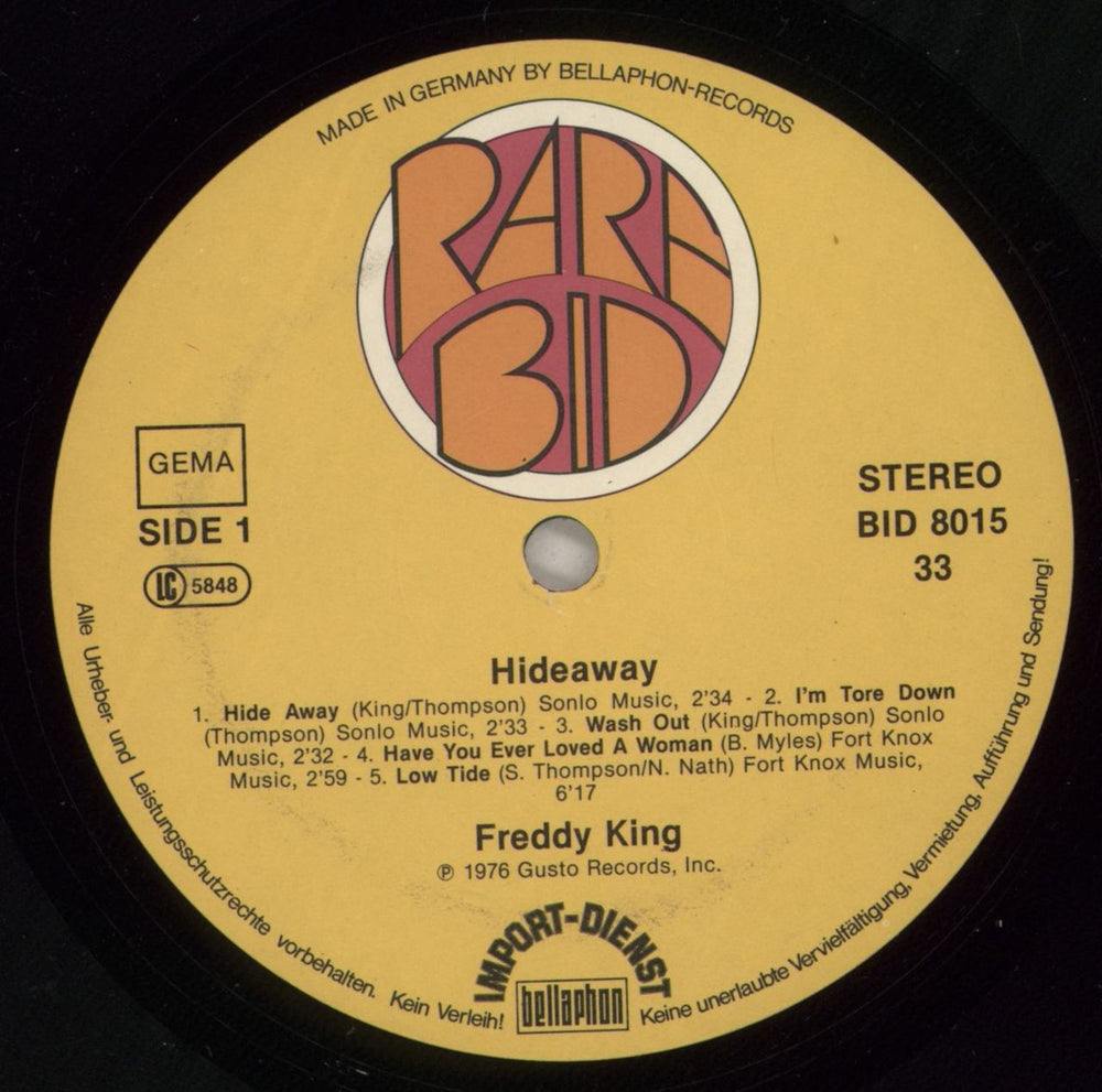 Freddie King Hide Away German vinyl LP album (LP record) FDKLPHI497733