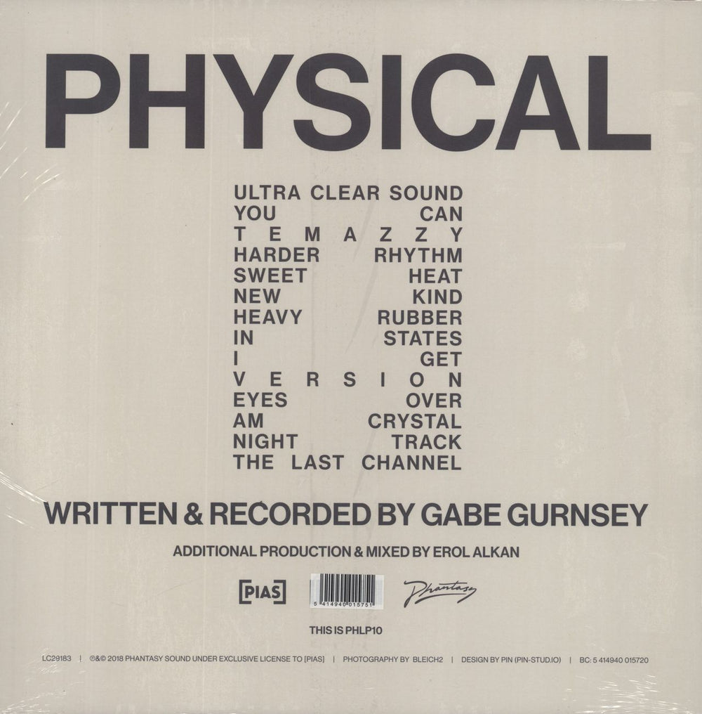 Gabe Gurnsey Physical - Clear Vinyl - Sealed + CD UK 2-LP vinyl record set (Double LP Album)