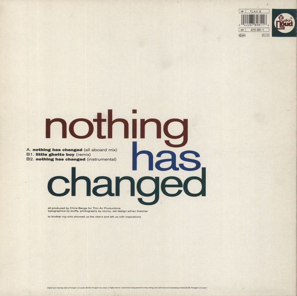 Galliano Nothing Has Changed UK 12" vinyl single (12 inch record / Maxi-single) 042287898116