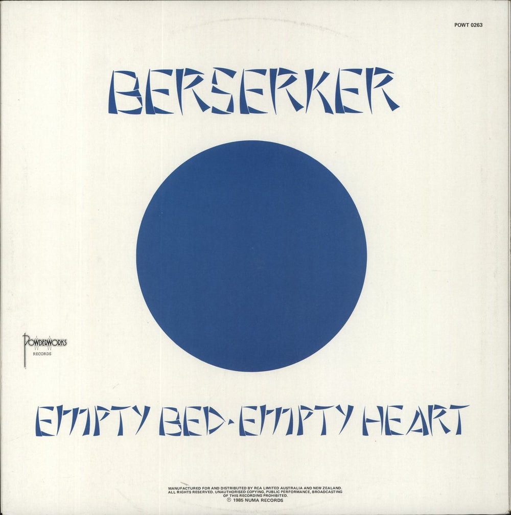 Gary Numan Berserker Australian 12" vinyl single (12 inch record / Maxi-single)