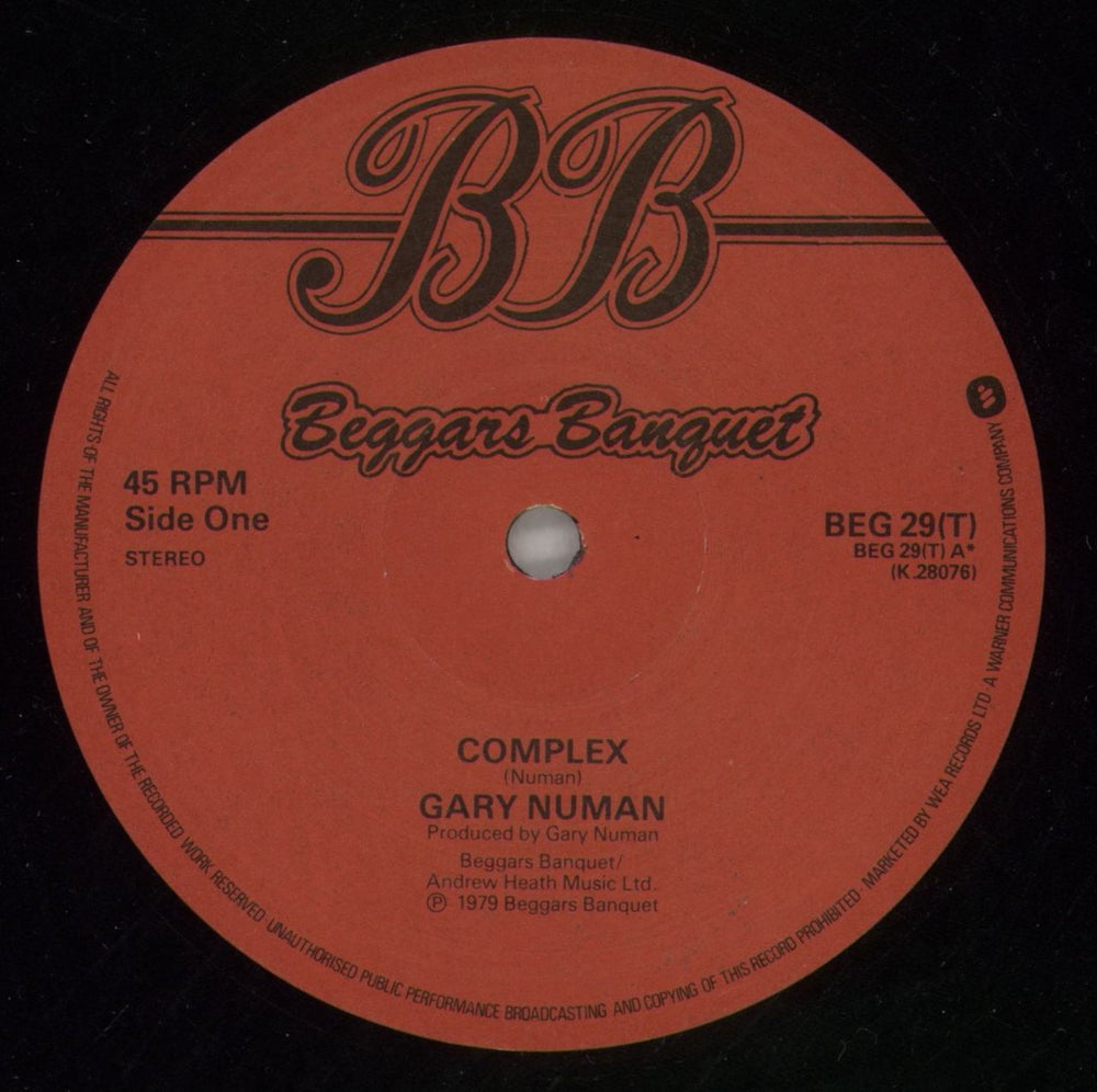 Gary Numan Complex UK 12" vinyl single (12 inch record / Maxi-single) NUM12CO15277