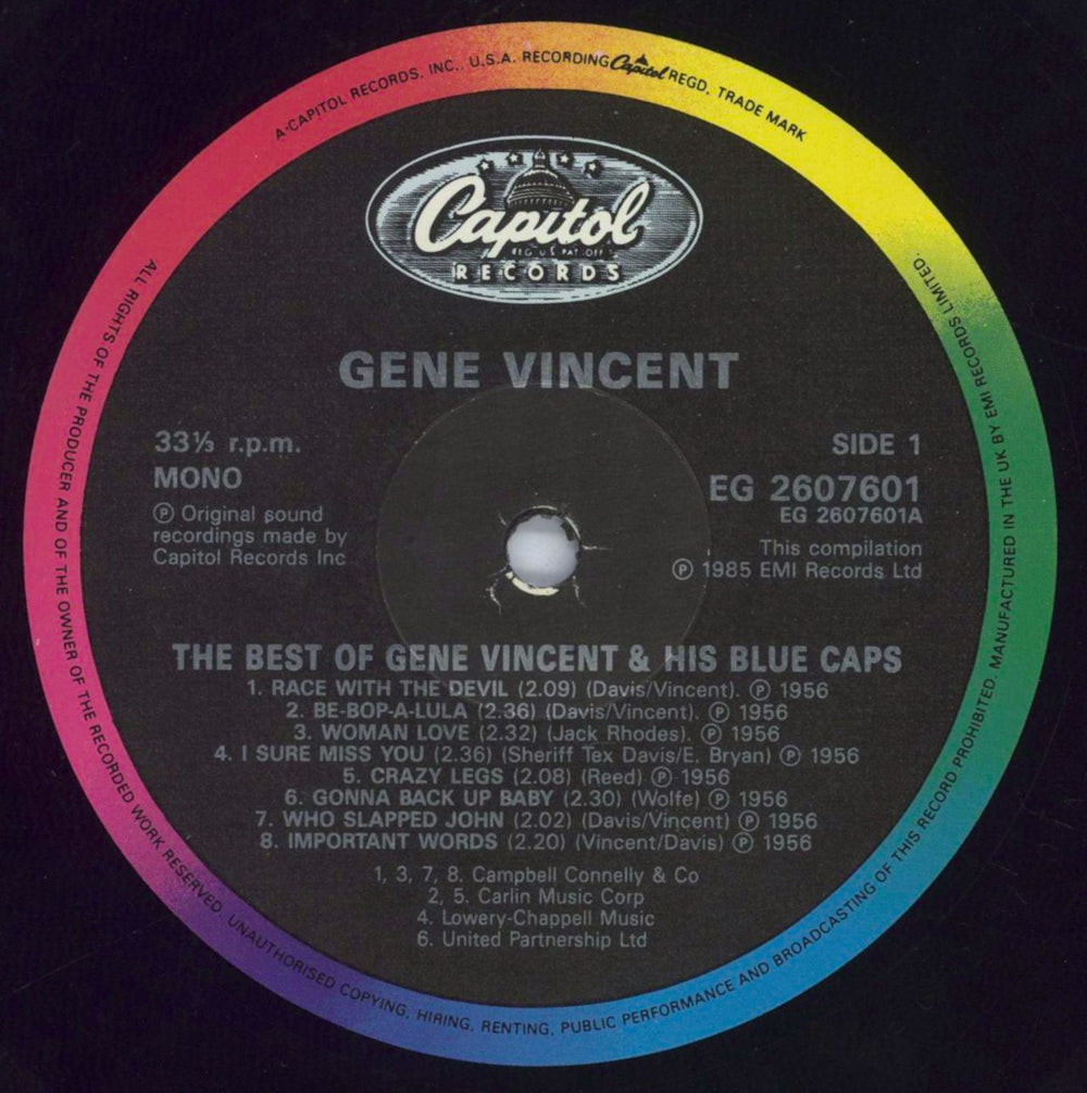 Gene Vincent The Best Of Gene Vincent And His Blue Caps UK vinyl LP album (LP record) GNVLPTH819715