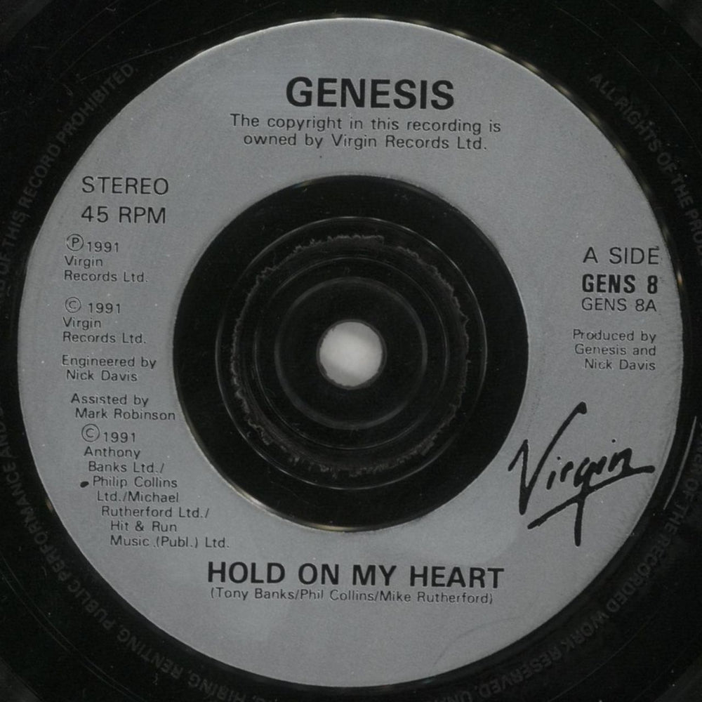 Genesis Hold On My Heart UK 7" vinyl single (7 inch record / 45) GEN07HO165003