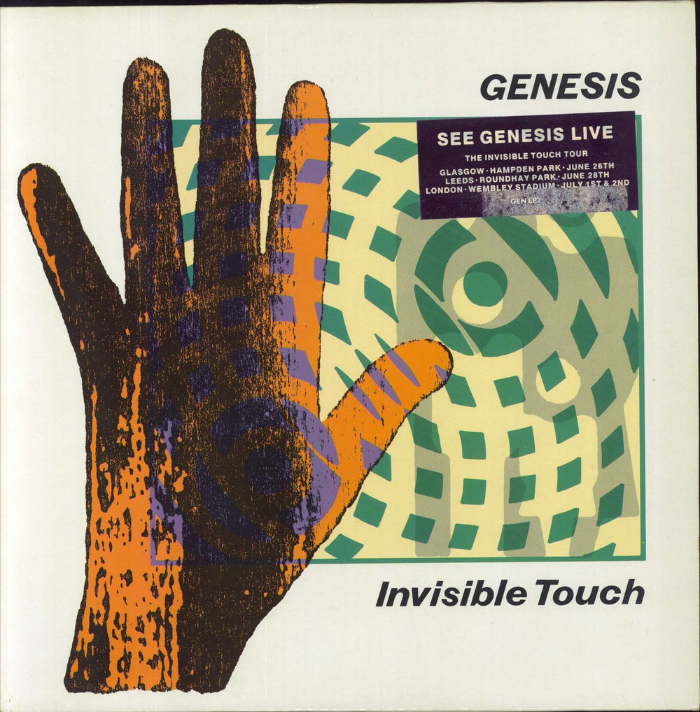 Genesis Invisible Touch - Stickered Sleeve UK vinyl LP album (LP record) GENLP2