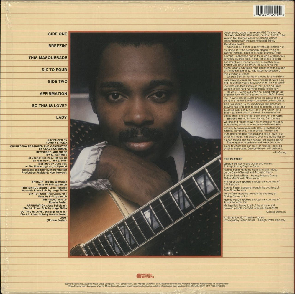 George Benson Breezin' - Blue Vinyl US vinyl LP album (LP record) 603497845149