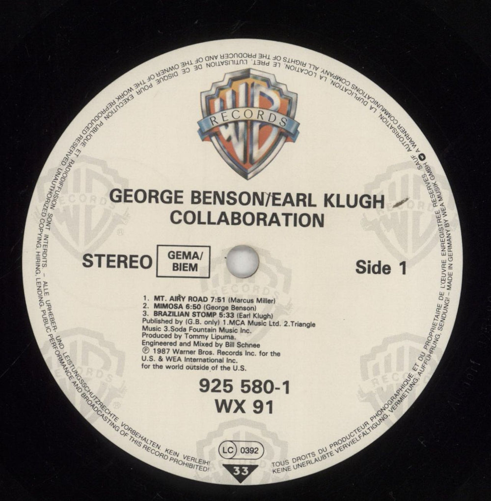 George Benson Collaboration UK vinyl LP album (LP record) GBELPCO495103