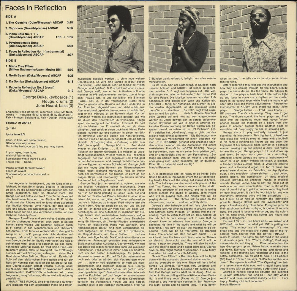 George Duke Faces In Reflection German vinyl LP album (LP record)