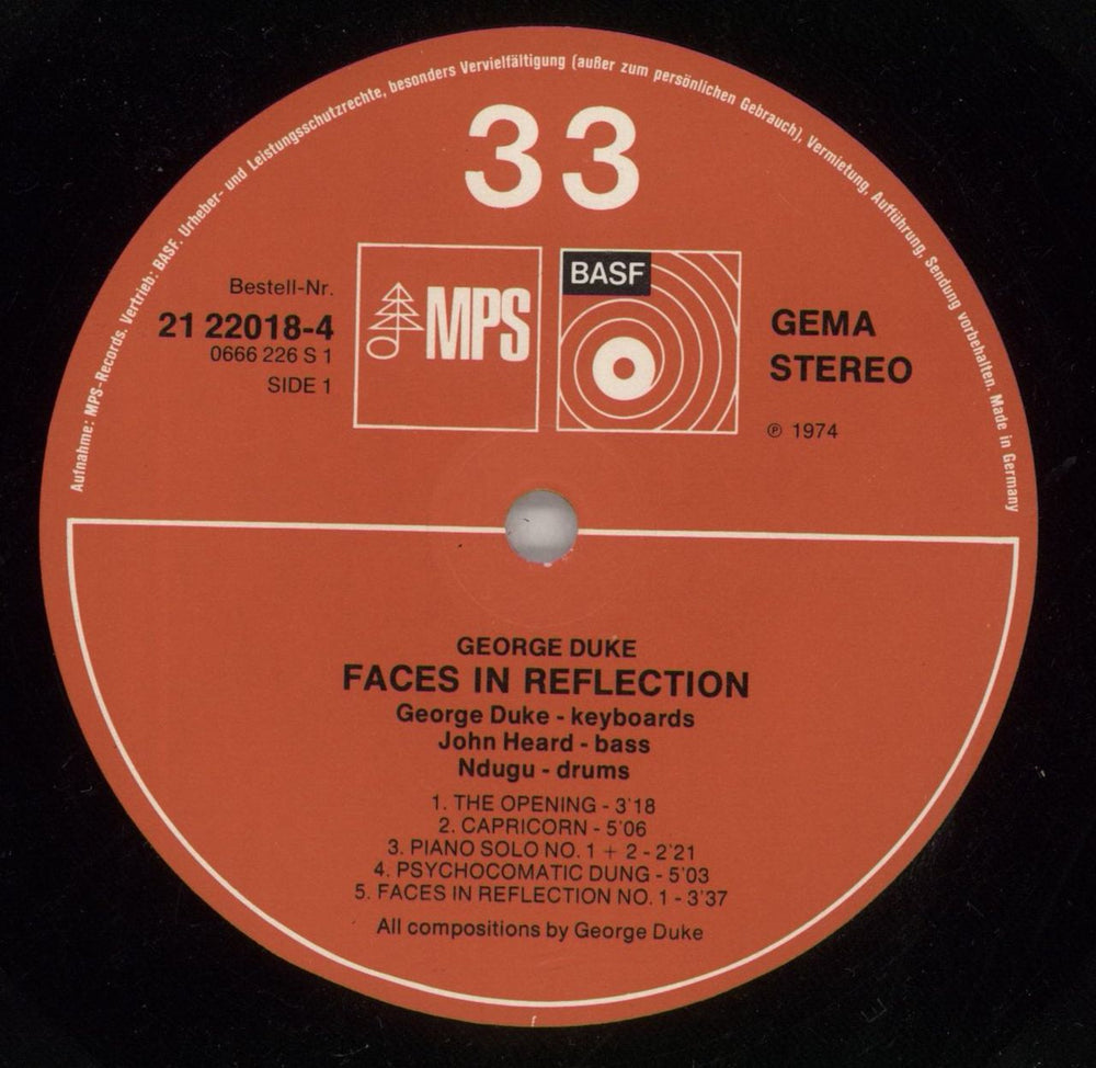 George Duke Faces In Reflection German vinyl LP album (LP record) GA9LPFA870668
