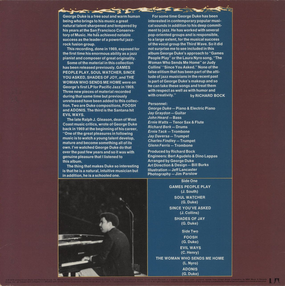 George Duke George Duke US vinyl LP album (LP record)