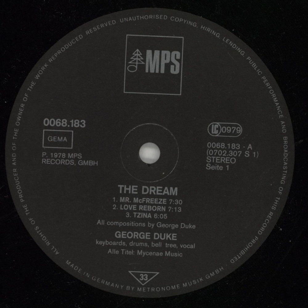 George Duke The Dream German vinyl LP album (LP record) GA9LPTH870676