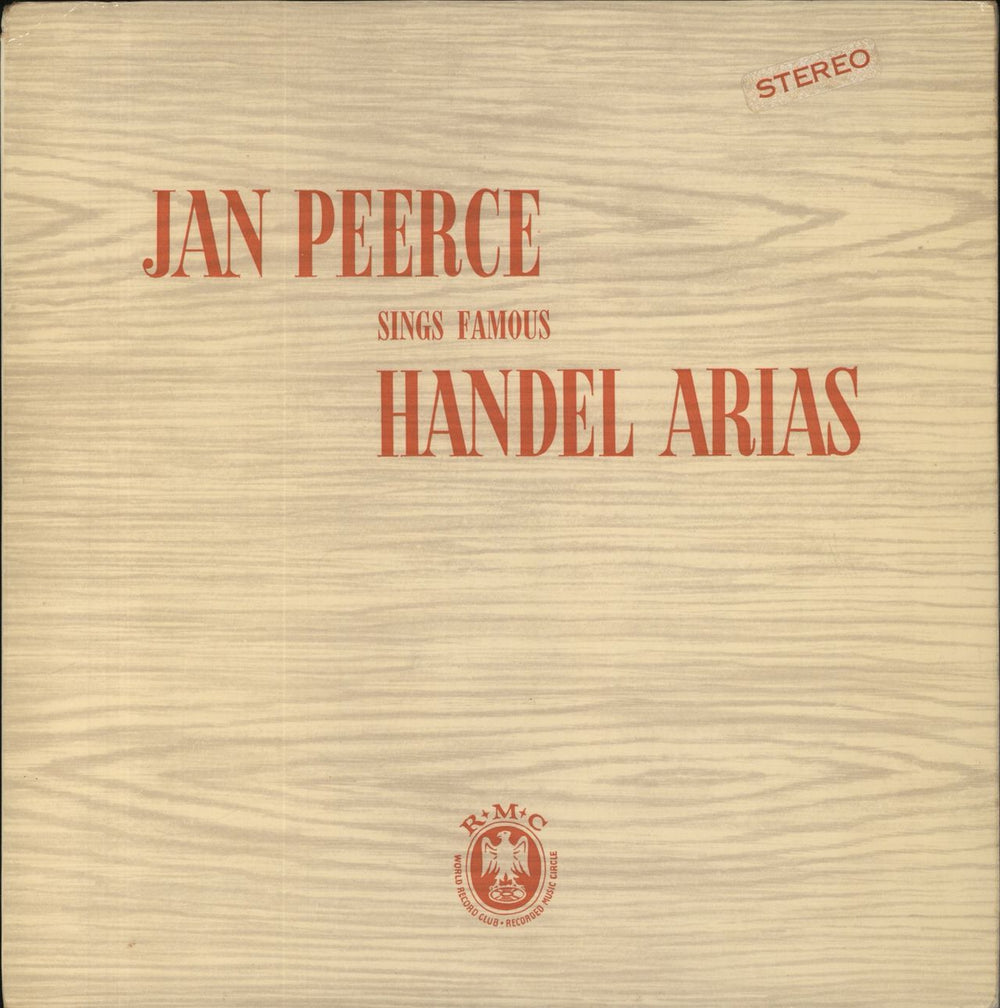 George Frideric Handel Jan Peerce Sings Handel Arias UK vinyl LP album (LP record) SCM62