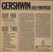 George Gershwin Gershwin Solo Piano Music Rhapsody In Blue 3 Preludes - 13 Songs UK vinyl LP album (LP record)