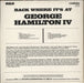 George Hamilton IV Back Where It's At UK vinyl LP album (LP record)