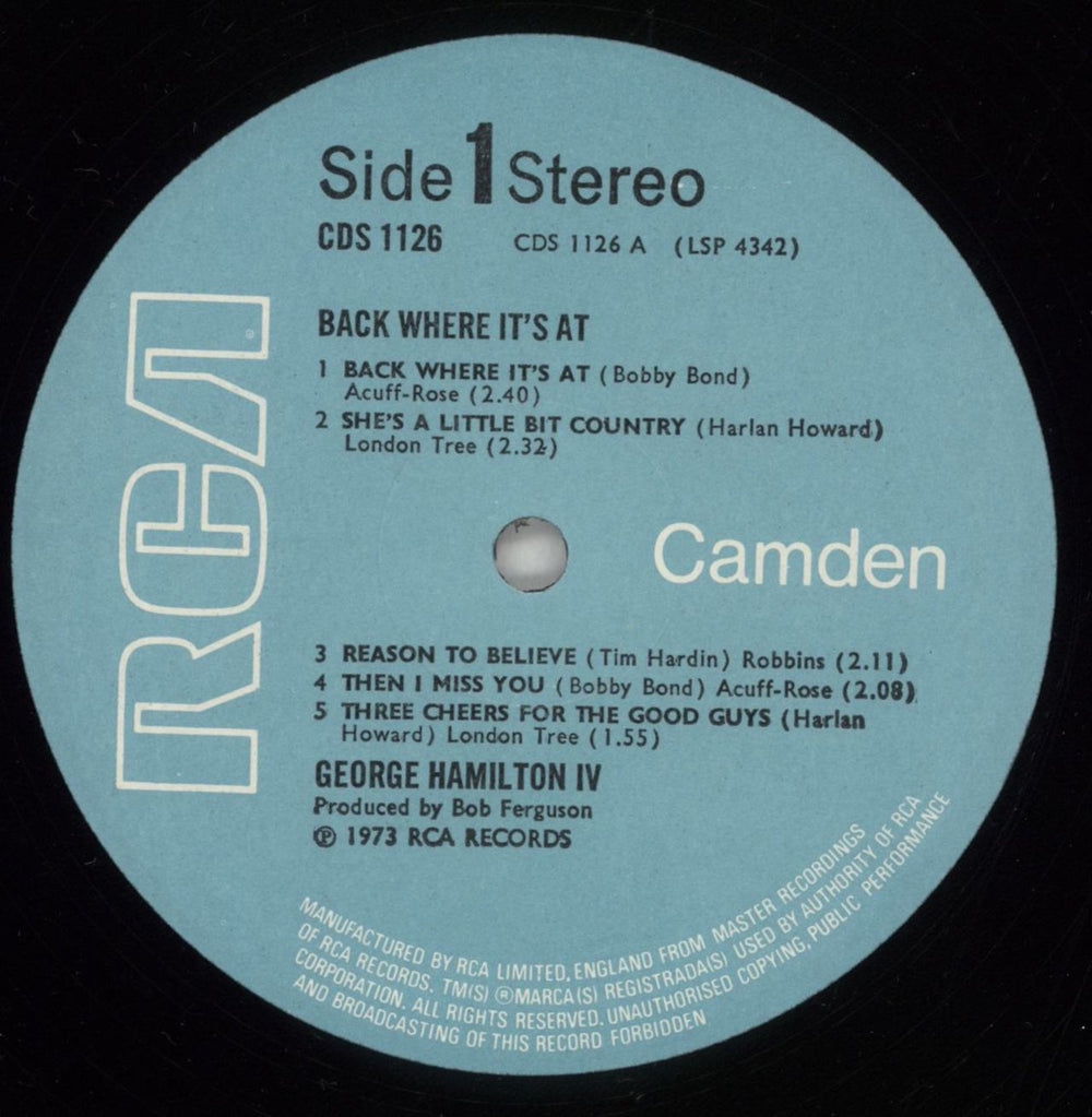 George Hamilton IV Back Where It's At UK vinyl LP album (LP record) GB1LPBA864407