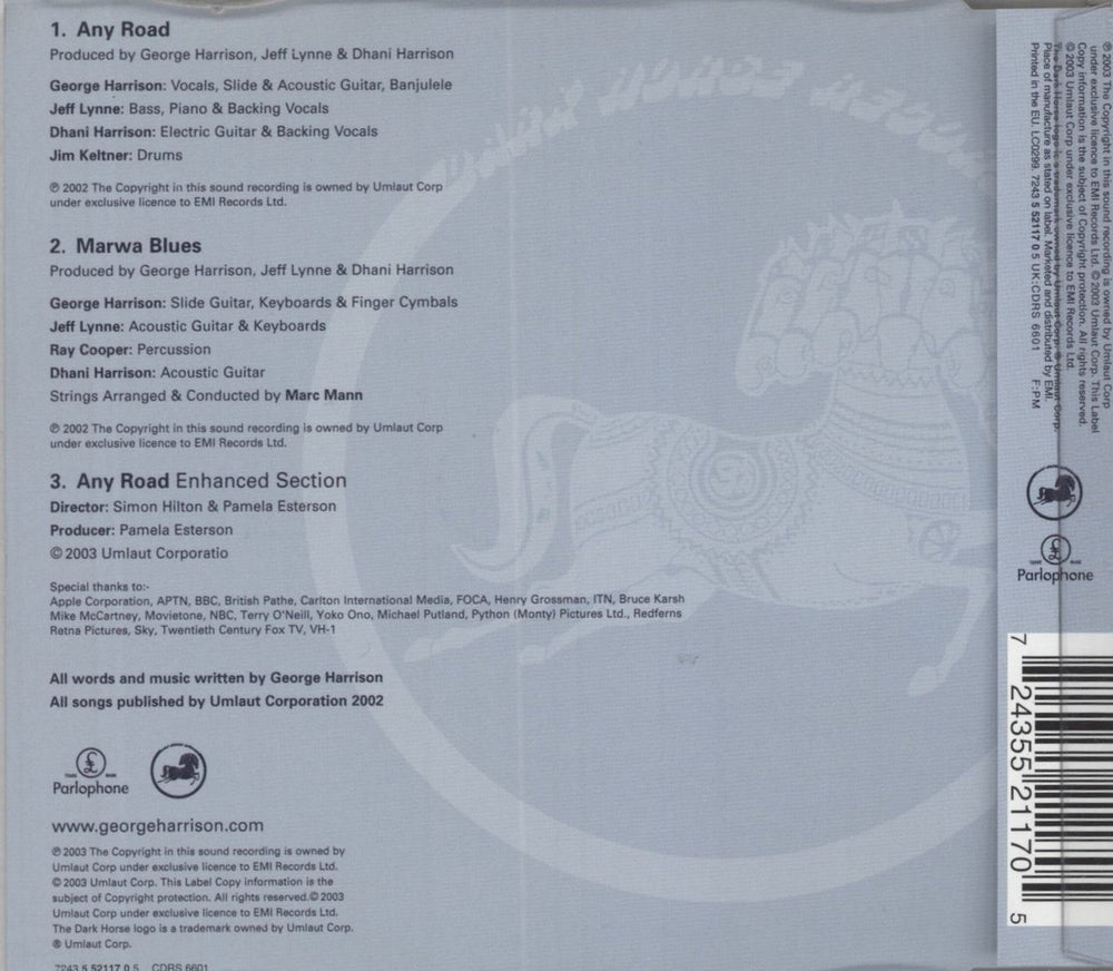 George Harrison Any Road UK CD single (CD5 / 5") 724355211705