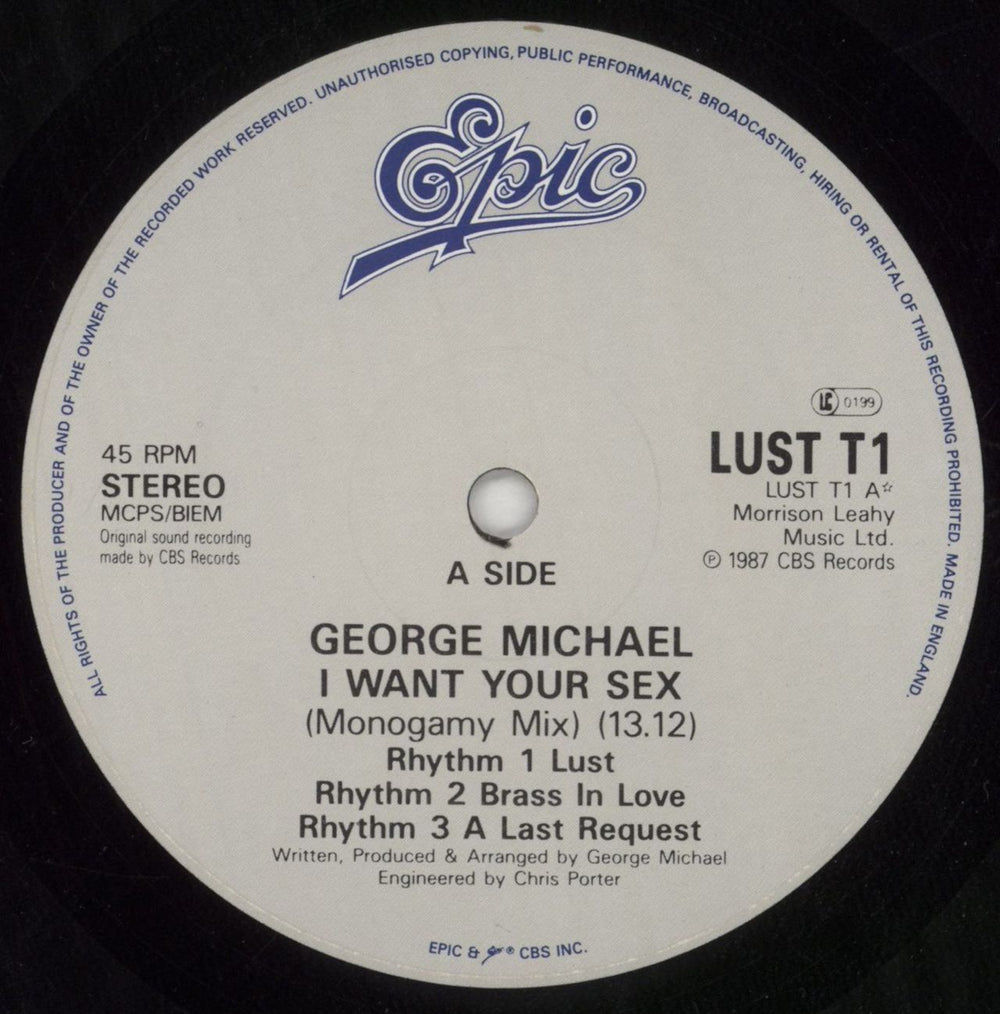 George Michael I Want Your Sex UK 12" vinyl single (12 inch record / Maxi-single) GEO12IW14153