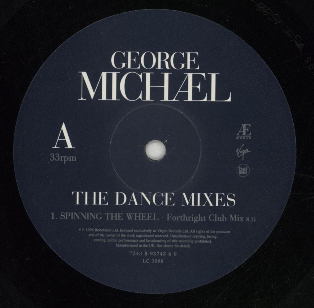 George Michael Spinning The Wheel - Dance Mixes UK 12" vinyl single (12 inch record / Maxi-single) GEO12SP82312