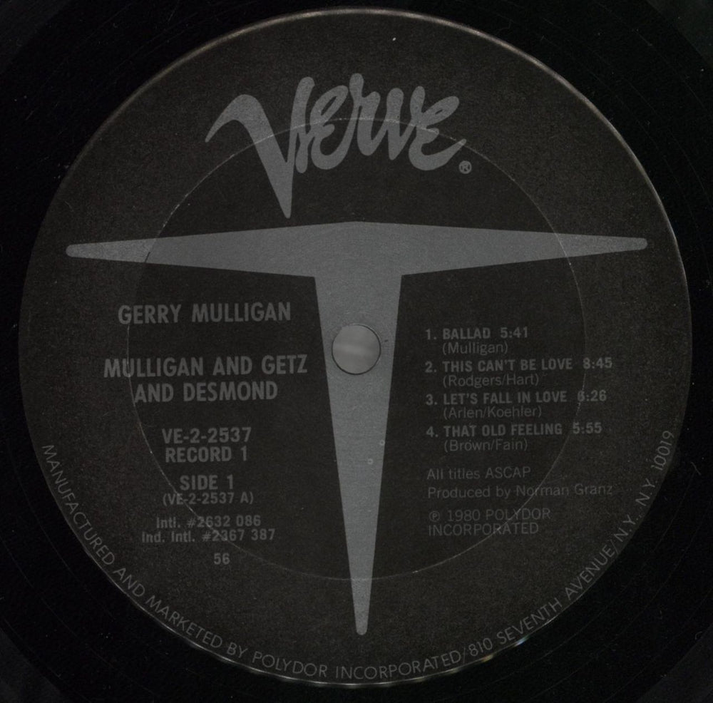 Gerry Mulligan Mulligan And Getz And Desmond US 2-LP vinyl record set (Double LP Album) GAJ2LMU493612