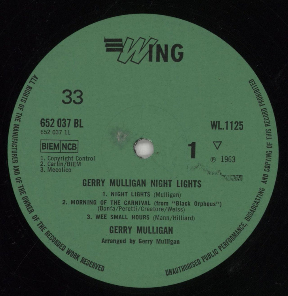 Gerry Mulligan Night Lights UK vinyl LP album (LP record) GAJLPNI446383