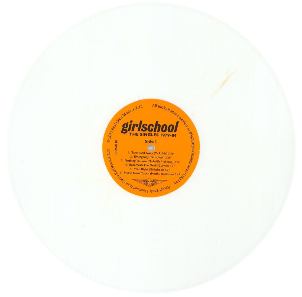 Girlschool The Singles 1979-84 - White Vinyl US vinyl LP album (LP record) GSCLPTH865409