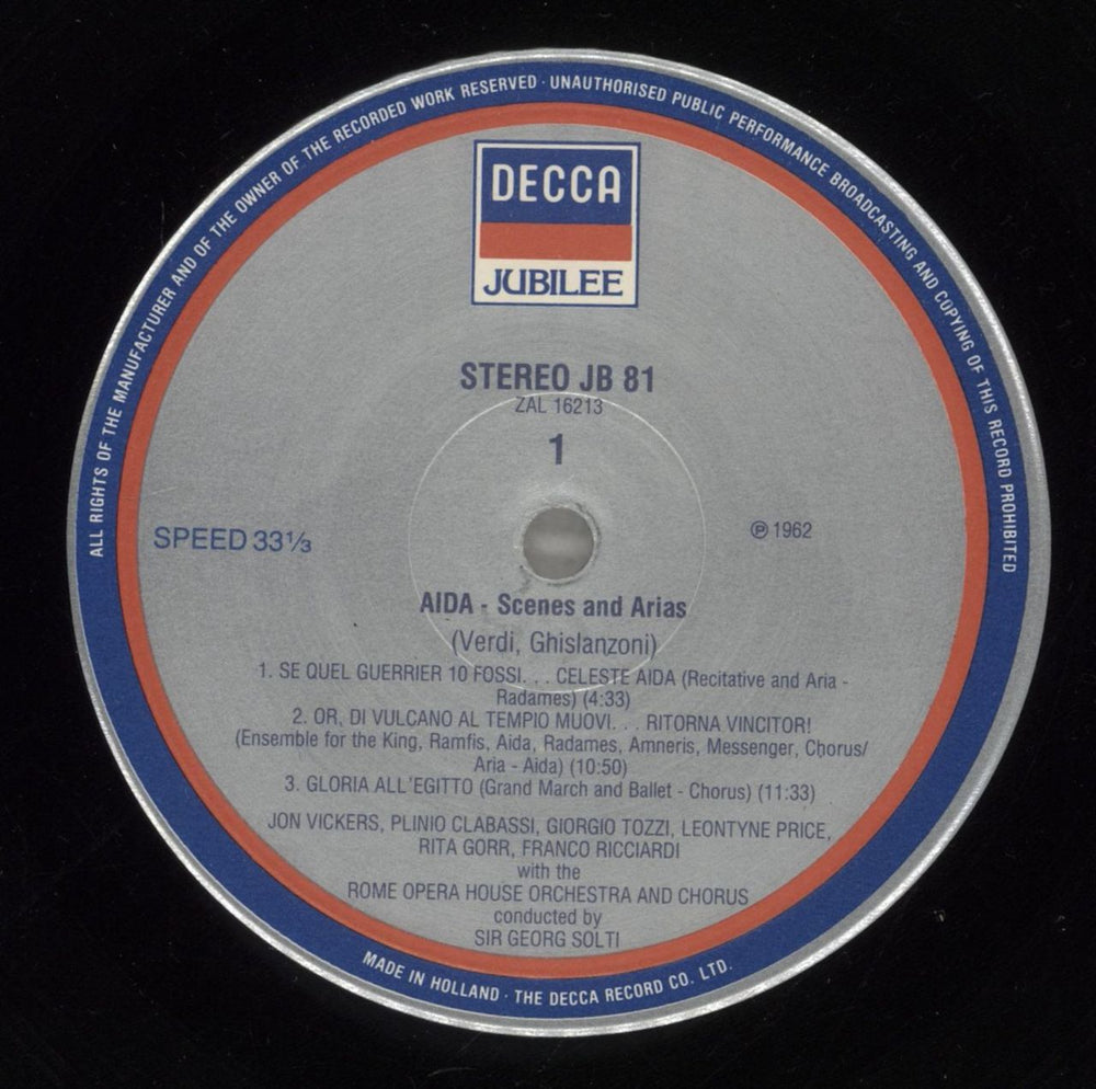 Giuseppe Verdi Verdi: Aida - Scenes and Arias Dutch vinyl LP album (LP record) VBOLPVE879917