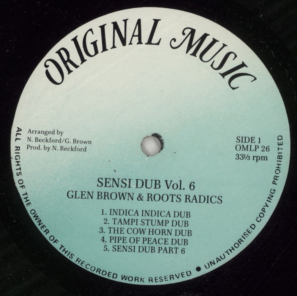 Glen Brown Sensi Dub Vol. 6 UK vinyl LP album (LP record) ZLFLPSE869066