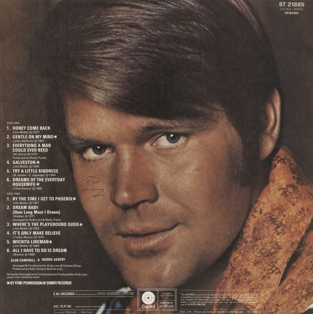 Glen Campbell Greatest Hits - 1st UK vinyl LP album (LP record)