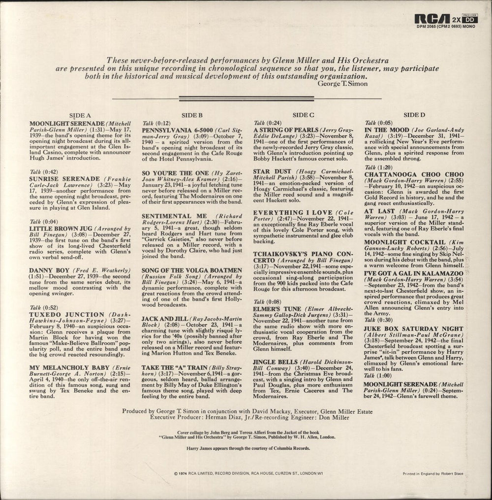 Glenn Miller A Legendary Performer UK 2-LP vinyl record set (Double LP Album)