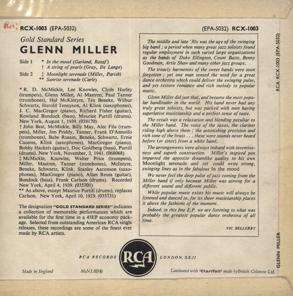 Glenn Miller Glenn Miller EP - 2nd UK 7" vinyl single (7 inch record / 45)