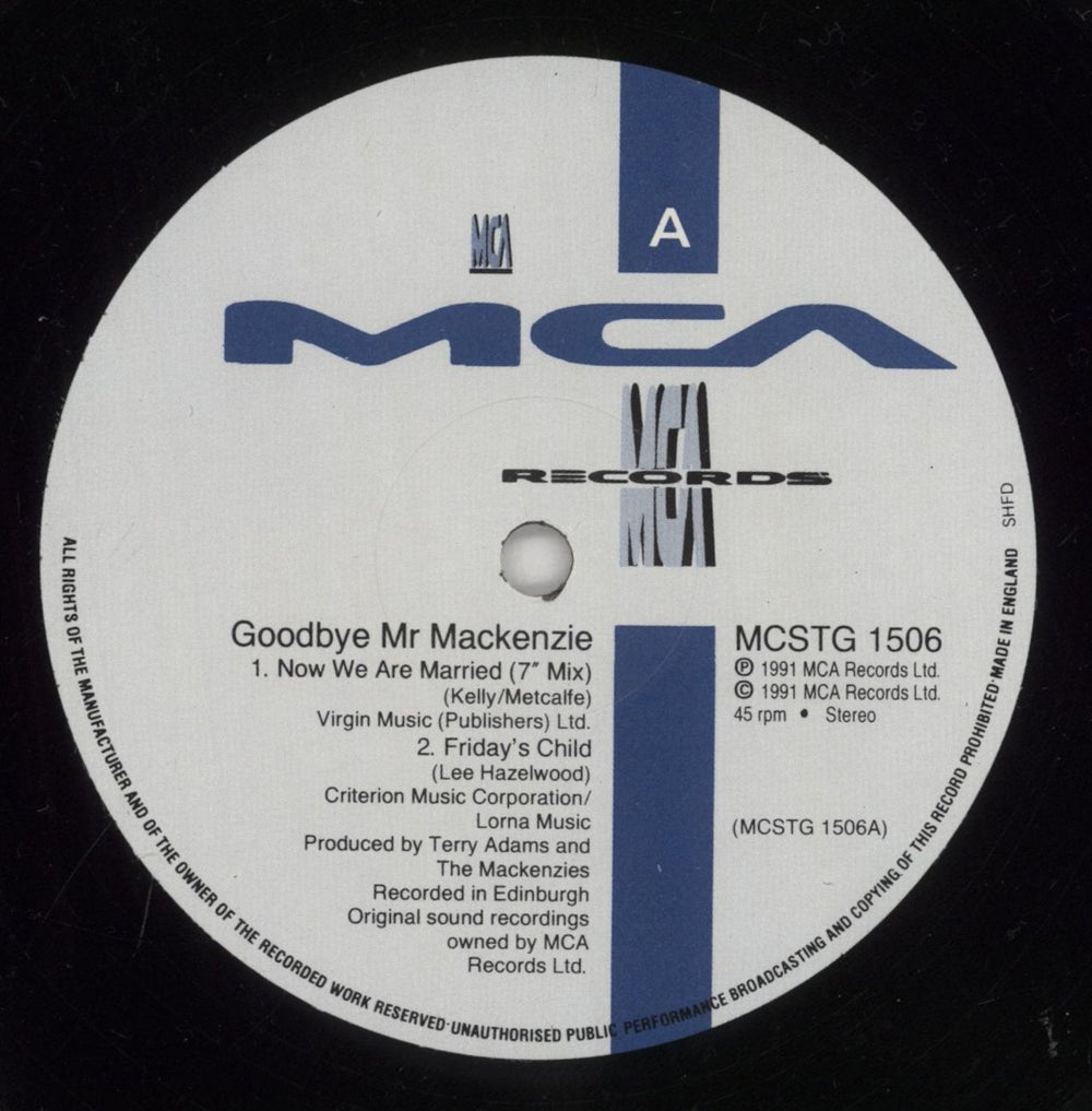 Goodbye Mr. Mackenzie Now We Are Married UK 12" vinyl single (12 inch record / Maxi-single) GMR12NO109271